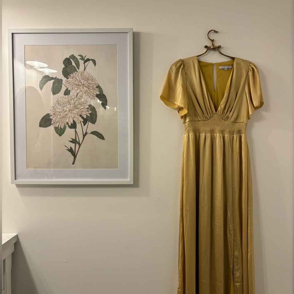 Prague Satin Maxi Dress in Pale Mustard